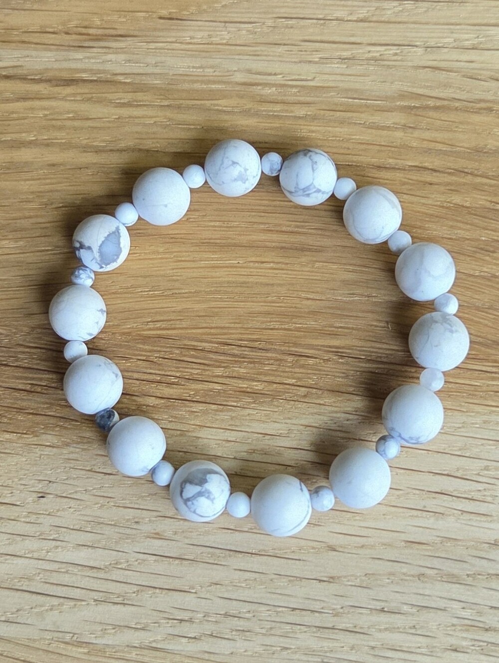 White Howlite Beaded Stretch Bracelet | Handmade